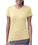 3507 LA T Ladies V-Neck Longer Length T-Shirt Butter