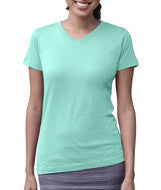 3507 LA T Ladies V-Neck Longer Length T-Shirt Chill