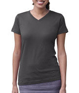 3507 LA T Ladies V-Neck Longer Length T-Shirt Charcoal