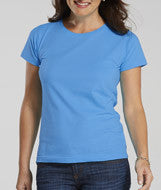 3516 LA T Ladies' Fine Jersey Longer Length T-Shirt Carolina Blue