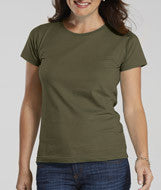3516 LA T Ladies' Fine Jersey Longer Length T-Shirt Military Green