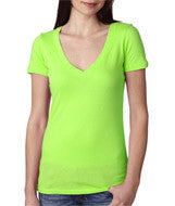 3540 Next Level The Deep V Neon Heather Green