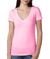 3540 Next Level The Deep V Neon Heather Pink