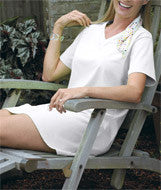 3575 LA T Ladies' Jersey V-Neck Coverup White