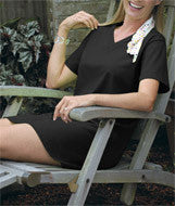 3575 LA T Ladies' Jersey V-Neck Coverup Black
