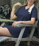 3575 LA T Ladies' Jersey V-Neck Coverup Navy
