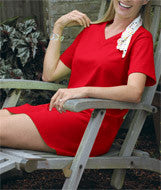 3575 LA T Ladies' Jersey V-Neck Coverup Red