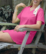 3575 LA T Ladies' Jersey V-Neck Coverup Raspberry Sorbet