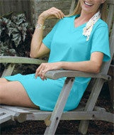 3575 LA T Ladies' Jersey V-Neck Coverup Aqua