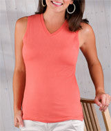3584 LA T Ladies' Jersey V-Neck Sleeveless Tee Coral