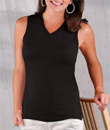 3584 LA T Ladies' Jersey V-Neck Sleeveless Tee Black
