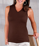 3584 LA T Ladies' Jersey V-Neck Sleeveless Tee Brown