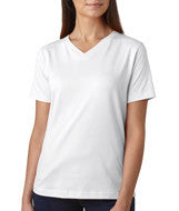 3587 LA T Ladies’ Combed Ring-Spun Jersey V-Neck T-Shirt White