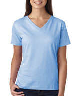 3587 LA T Ladies’ Combed Ring-Spun Jersey V-Neck T-Shirt Light Blue