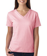 3587 LA T Ladies’ Combed Ring-Spun Jersey V-Neck T-Shirt Pink