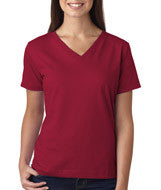 3587 LA T Ladies’ Combed Ring-Spun Jersey V-Neck T-Shirt Garnet
