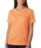 3587 LA T Ladies’ Combed Ring-Spun Jersey V-Neck T-Shirt Melon
