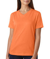 3587 LA T Ladies’ Combed Ring-Spun Jersey V-Neck T-Shirt Cantaloupe