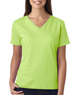 3587 LA T Ladies’ Combed Ring-Spun Jersey V-Neck T-Shirt Key Lime