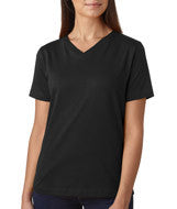 3587 LA T Ladies’ Combed Ring-Spun Jersey V-Neck T-Shirt Black