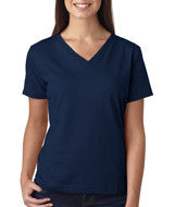 3587 LA T Ladies’ Combed Ring-Spun Jersey V-Neck T-Shirt Navy