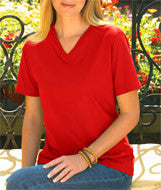 3587 LA T Ladies’ Combed Ring-Spun Jersey V-Neck T-Shirt Red