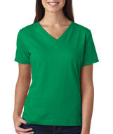 3587 LA T Ladies’ Combed Ring-Spun Jersey V-Neck T-Shirt Kelly