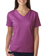 3587 LA T Ladies’ Combed Ring-Spun Jersey V-Neck T-Shirt Plum