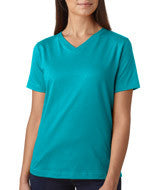 3587 LA T Ladies’ Combed Ring-Spun Jersey V-Neck T-Shirt Turquoise