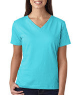 3587 LA T Ladies’ Combed Ring-Spun Jersey V-Neck T-Shirt Aqua