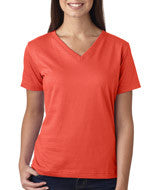 3587 LA T Ladies’ Combed Ring-Spun Jersey V-Neck T-Shirt Fire