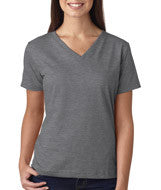 3587 LA T Ladies’ Combed Ring-Spun Jersey V-Neck T-Shirt Heather (93/7)