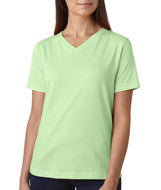 3587 LA T Ladies’ Combed Ring-Spun Jersey V-Neck T-Shirt Mint