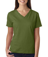 3587 LA T Ladies’ Combed Ring-Spun Jersey V-Neck T-Shirt Olive