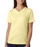 3587 LA T Ladies’ Combed Ring-Spun Jersey V-Neck T-Shirt Banana