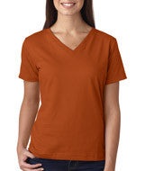 3587 LA T Ladies’ Combed Ring-Spun Jersey V-Neck T-Shirt Texas Orange