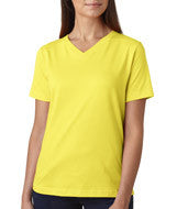 3587 LA T Ladies’ Combed Ring-Spun Jersey V-Neck T-Shirt Zest
