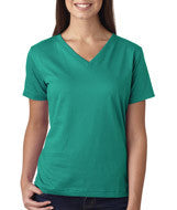3587 LA T Ladies’ Combed Ring-Spun Jersey V-Neck T-Shirt Jade