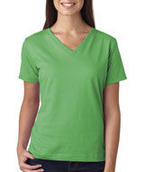 3587 LA T Ladies’ Combed Ring-Spun Jersey V-Neck T-Shirt Apple