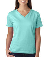 3587 LA T Ladies’ Combed Ring-Spun Jersey V-Neck T-Shirt Chill