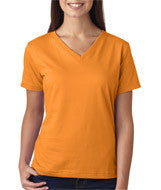3587 LA T Ladies’ Combed Ring-Spun Jersey V-Neck T-Shirt Papaya