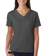 3587 LA T Ladies’ Combed Ring-Spun Jersey V-Neck T-Shirt Charcoal