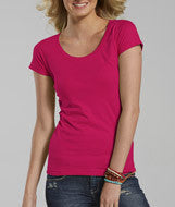 3604 LA T Junior Deep Scoop Longer Length T Hot Pink