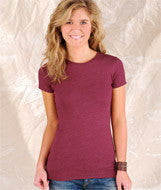 3605 LA T Juniors' Fine Jersey Vintage Longer Length T-Shirt Vintage Burgundy