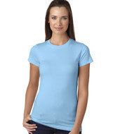 3616 LA T Juniors’ Fine Jersey Longer Length T-Shirt Light Blue