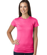 3616 LA T Juniors’ Fine Jersey Longer Length T-Shirt Hot Pink