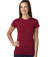 3616 LA T Juniors’ Fine Jersey Longer Length T-Shirt Garnet