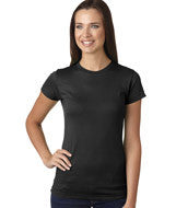 3616 LA T Juniors’ Fine Jersey Longer Length T-Shirt Black