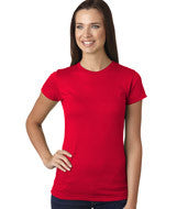 3616 LA T Juniors’ Fine Jersey Longer Length T-Shirt Red