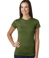 3616 LA T Juniors’ Fine Jersey Longer Length T-Shirt Military Green
